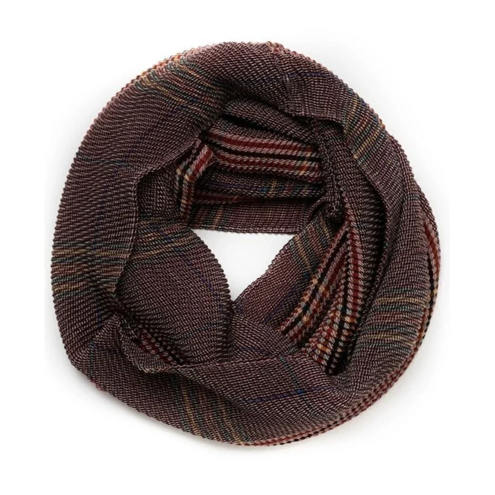 Vince Camuto Womens One Size Crinkle Plaid Print Infinity Scarf Burgundy 1268